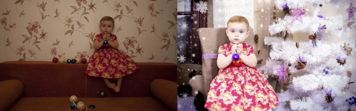 Образец фотомонтаж до/после