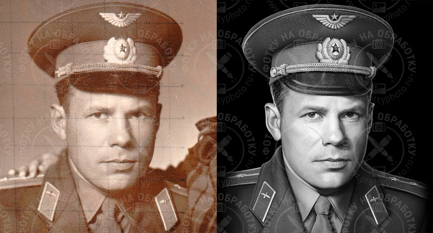Детальная проработка всего снимка. Вариант сложной ретуши с отрисовкой. Пример ретуши фото для гранитного памятника