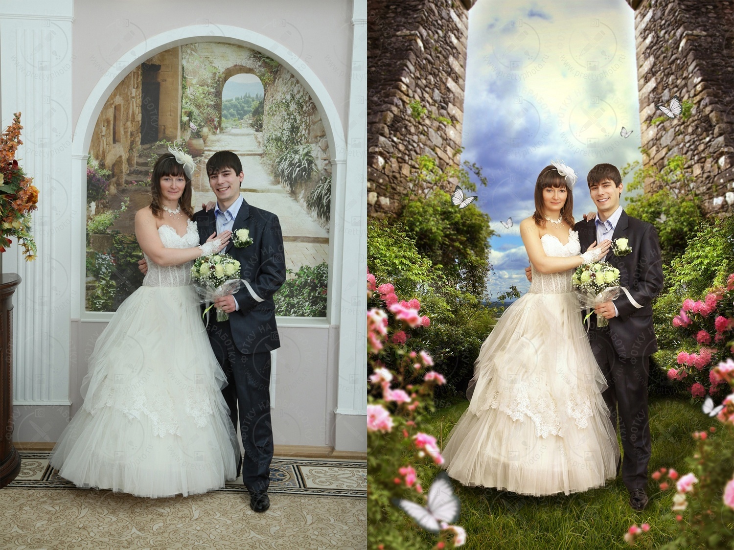 Пример замены фона на свадебном портрете