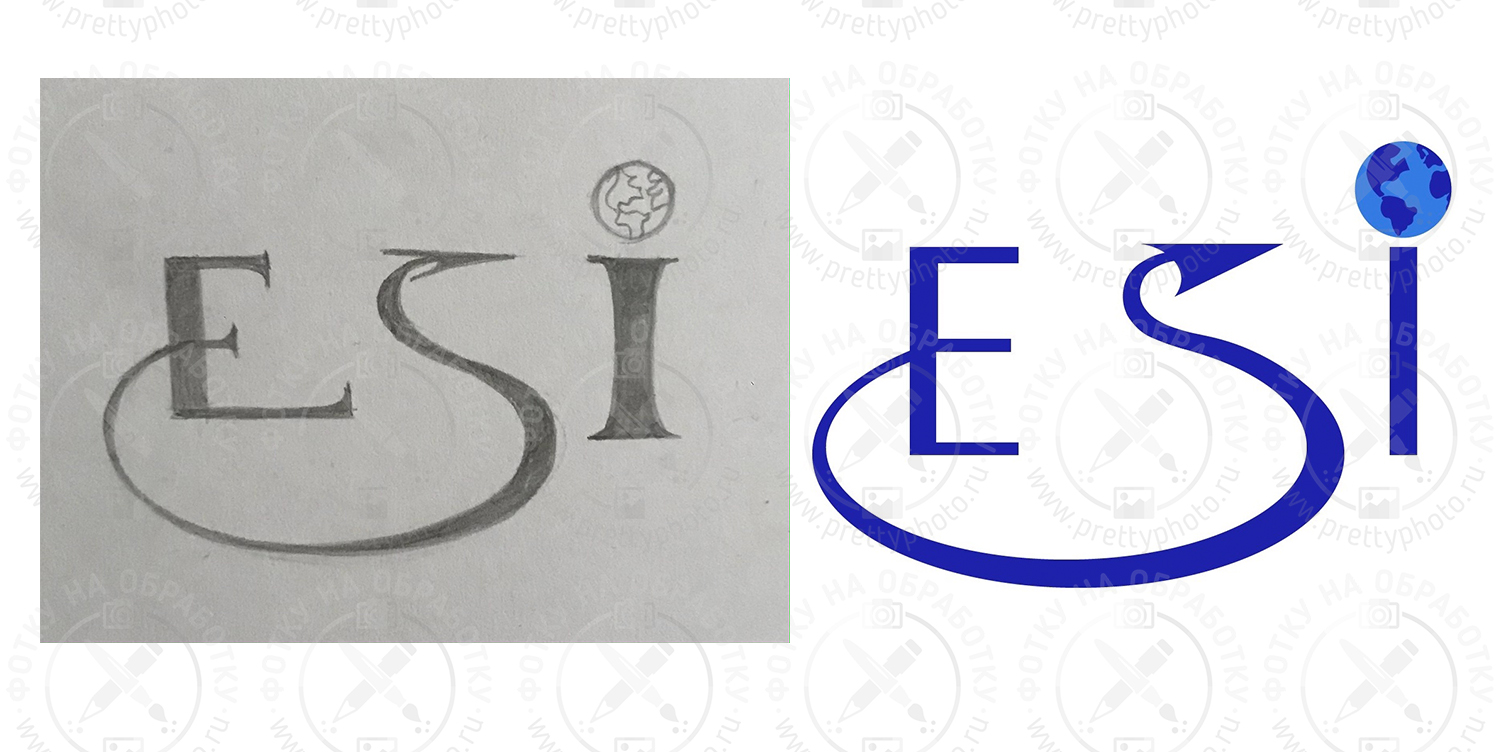 Векторная отрисовка логотипа на основе карандашного эскиза