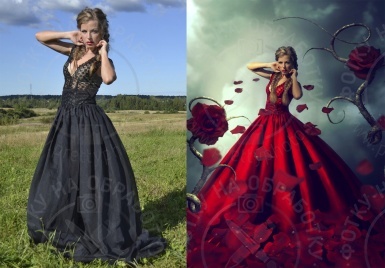 Девушка в платье: стилизация фотографии