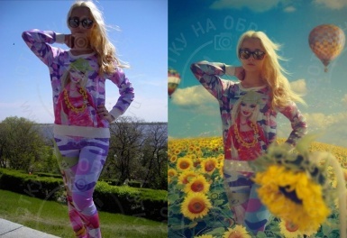 Стилизация фотографии девушки в цветах